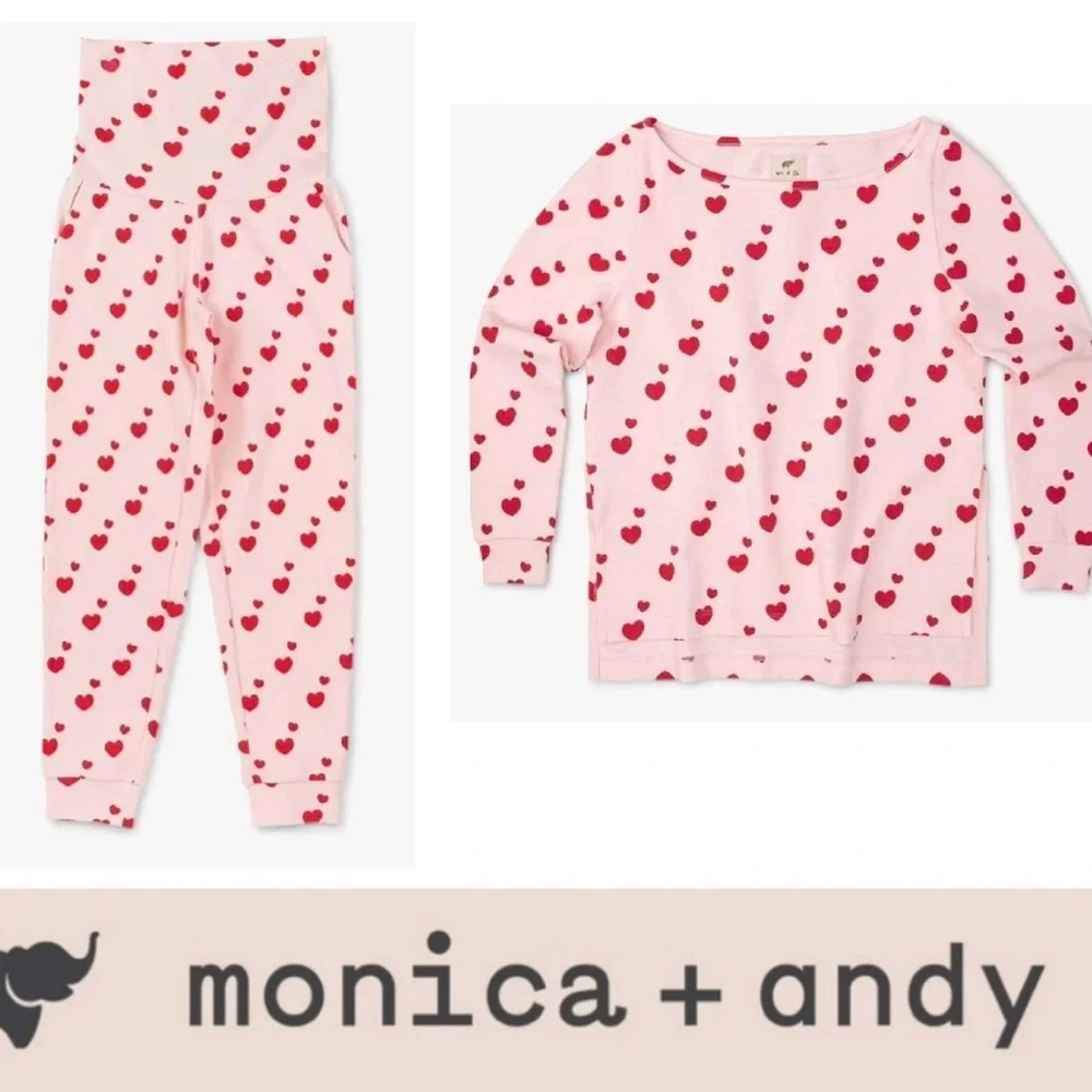 Monica + Andy Maternity hearts print pajamas - S - - Picture 1 of 5
